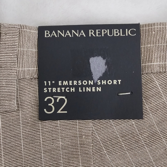 Banana Republic 11" Emerson Shorts Stretch Linen Brown Tan Stripe Pleated 32 - Picture 10 of 10